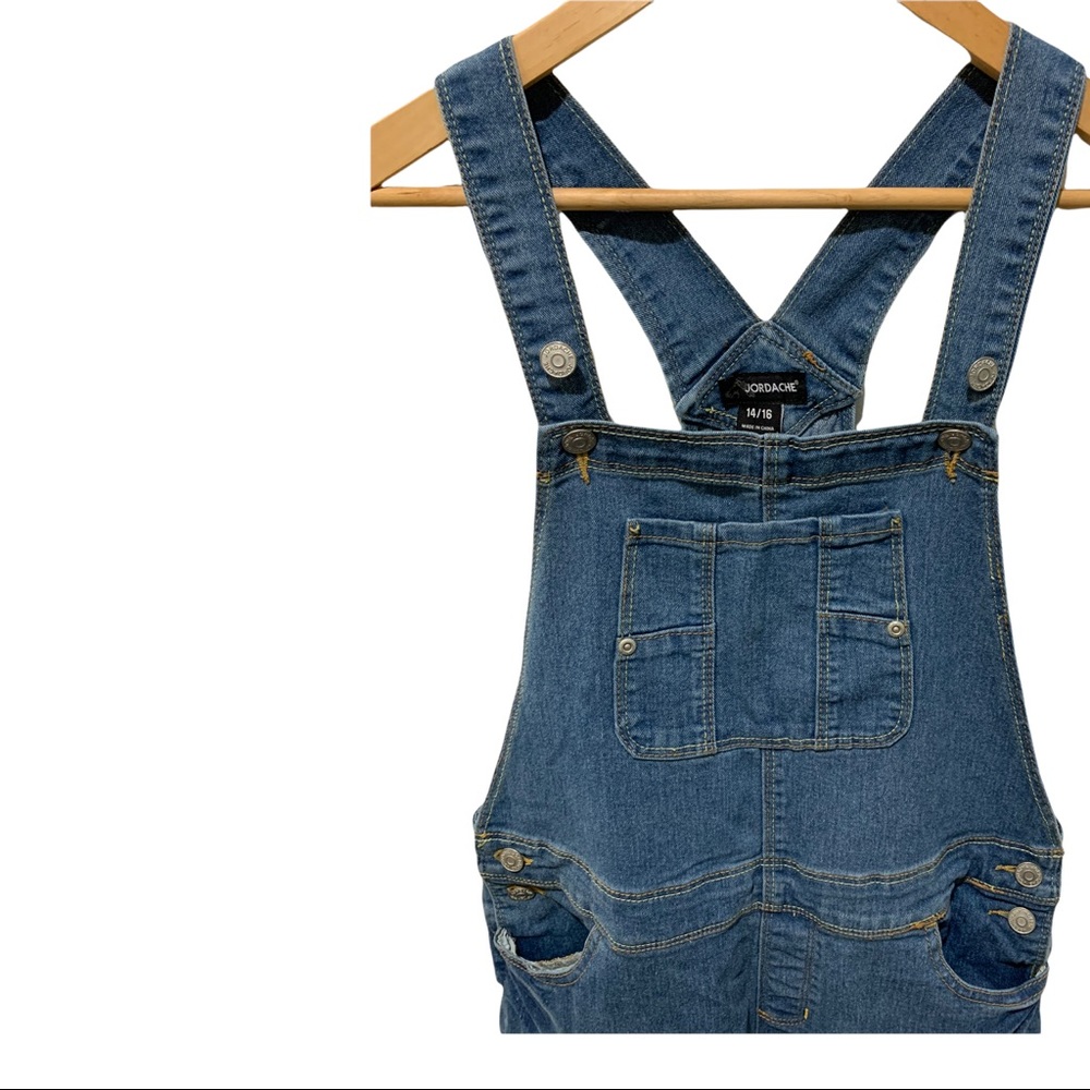 VINTAGE Y2K JORDACHE MEDIUM WASH BLUE DENIM LONG OVERALLS - Picture 5 of 16